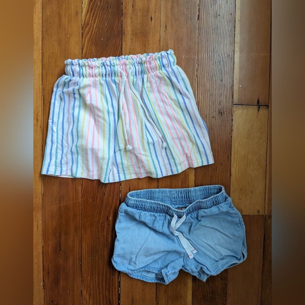 2 pairs of 4T Cat & Jack bottoms, rainbow skirt with built in shorts and jean